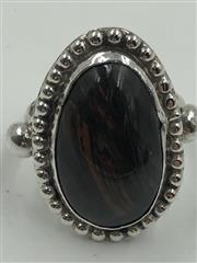 .925 Silver with Mahogany Obsidian Stone Ring Size 11.5